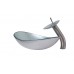 Novatto ARGENTO Oval Glass Vessel Bathroom Sink Set  Chrome - B01L1OKP94